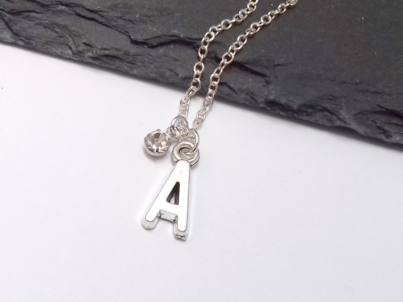 Letter A Necklace Initial Pendant Sterling Silver Personalized Etsy