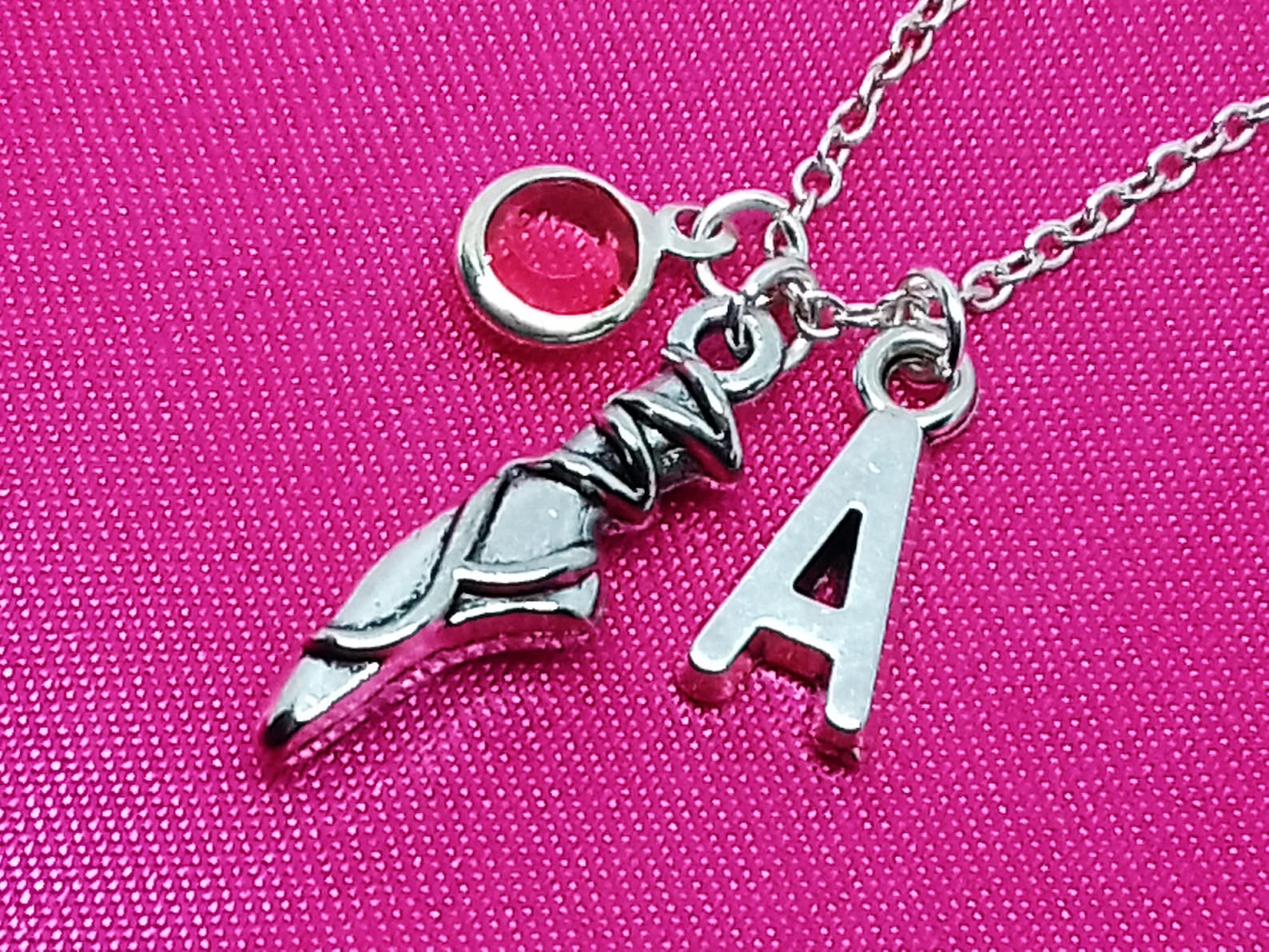 ballerina name necklace, ballet dance dancing dancer, birthstone initial letter monogram, personalized charm pendant jewelry kid