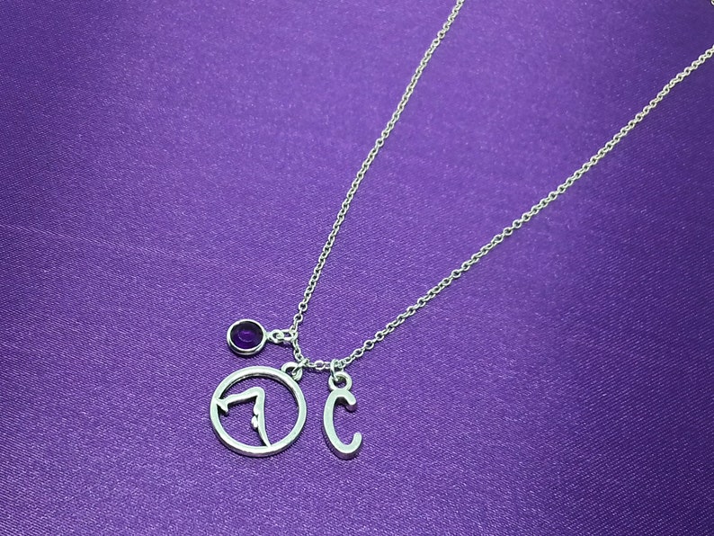 Yoga Necklace Personalized Name Initial Birthstone Sterling Silver Women Girl Kid Child Gift Custom Monogram Letter Charm Jewelry Pendant