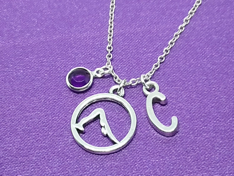 Yoga Necklace Personalized Name Initial Birthstone Sterling Silver Women Girl Kid Child Gift Custom Monogram Letter Charm Jewelry Pendant