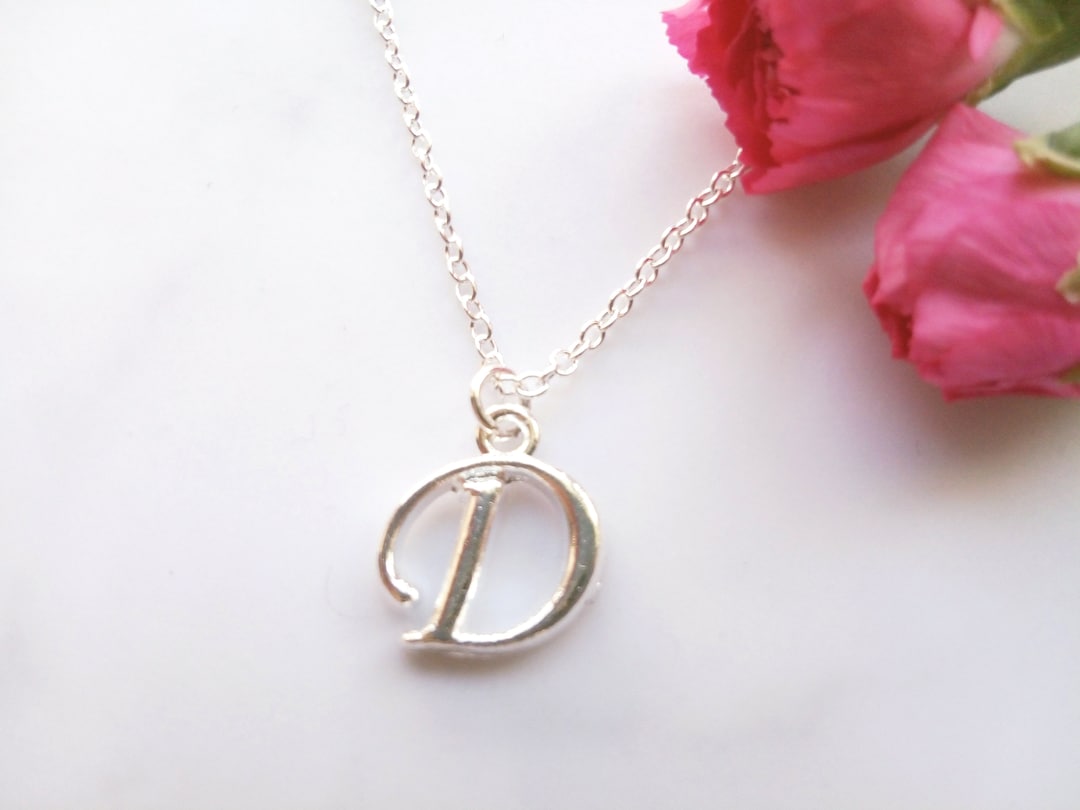 Silver Script Initial D Necklace – Handmade Calligraphy Letter Pendant ...