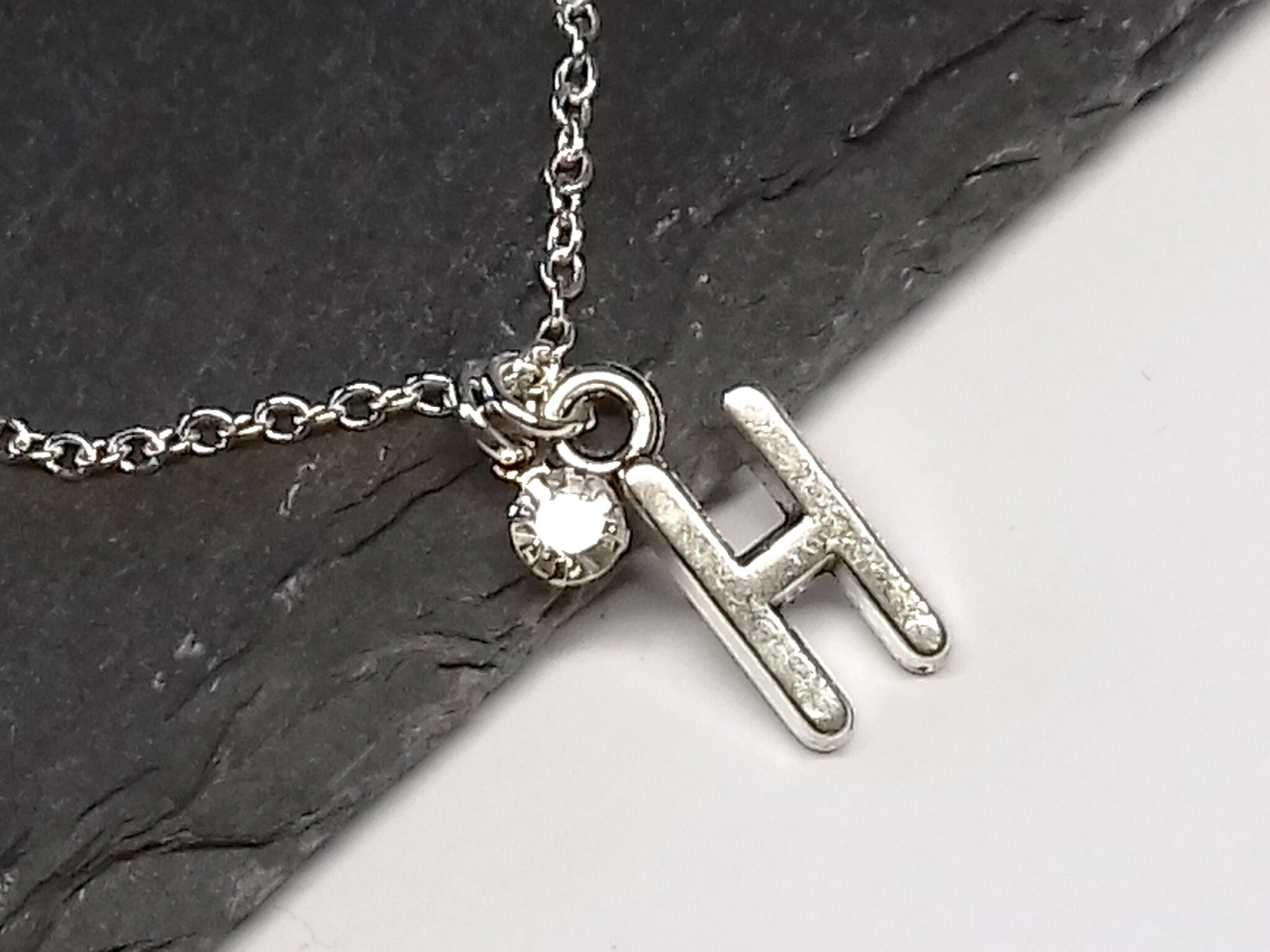 Letter H Necklace Sterling Silver Initial 50