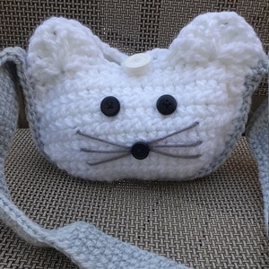 White Kitty Purse,  cat purse, cat gift bag, cat lover purse, shoulder cat bag, kitty purse, girls cat bag,  cat lover bag, kitty bag
