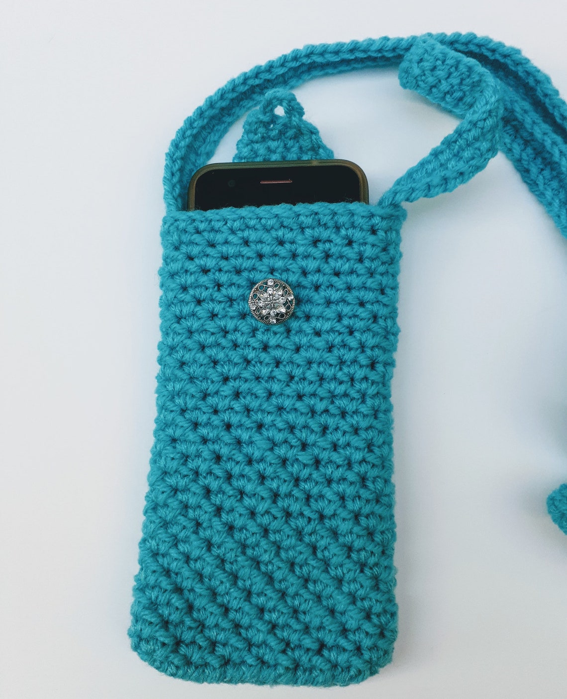 Cross Body Cell Phone Holder Black Cell Phone Case Turquoise | Etsy