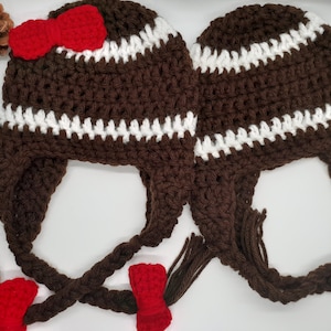 Football Beanies, Newborn-Adult, football earflap hats, sports fans, brown football beanie, baby football beanies, baby girl football hat,