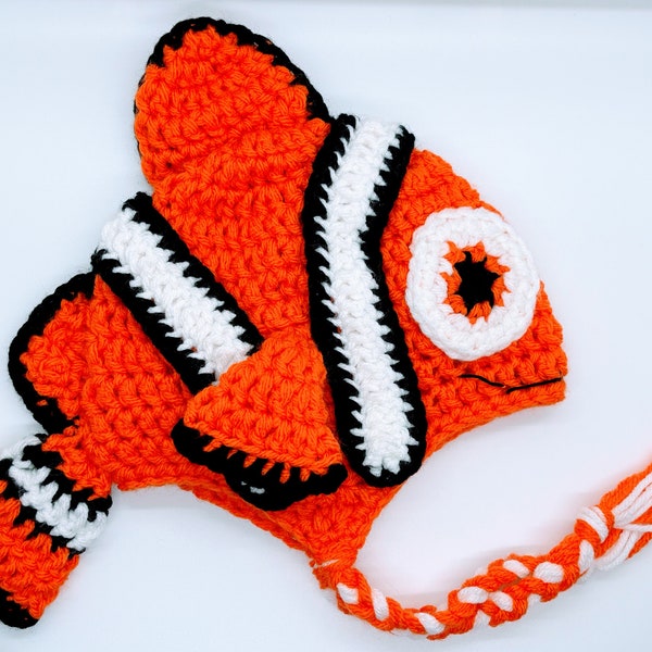 Nemo Beanie, clownfish hat, summer baby hat, summer baby shower, fish beanies, family photo hats, orange fish hats, Father’s Day gifts,