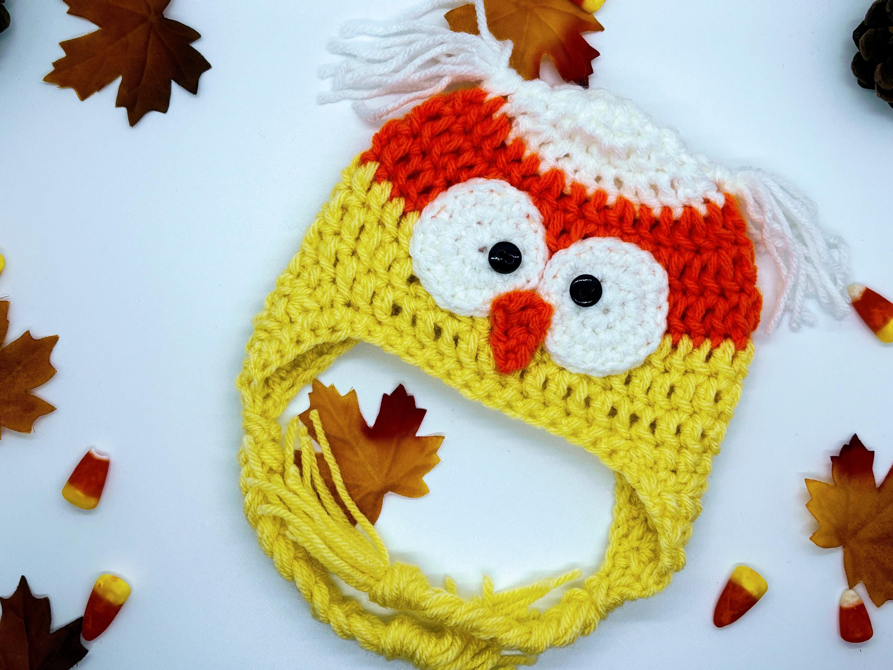 Candy Corn Owl Beanies, fall owl hats, candy corn beanies, candy corn hats, family owl hats, owl ear