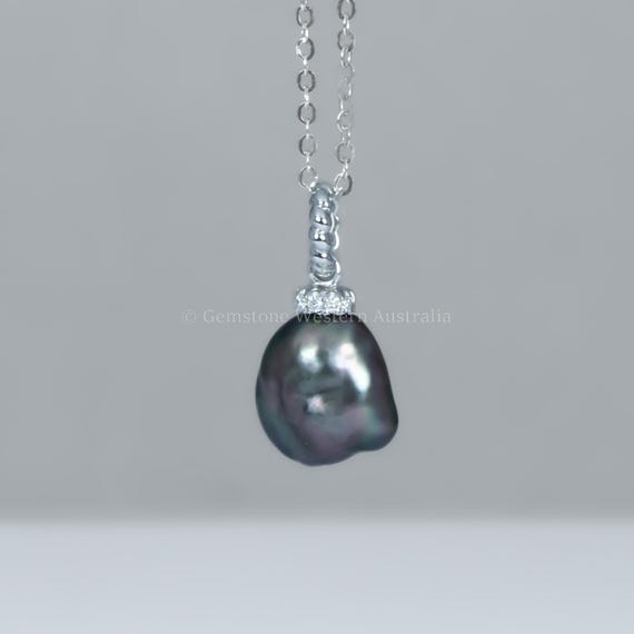 Tahitian Pearl Diamond Pendant in 18K White Gold