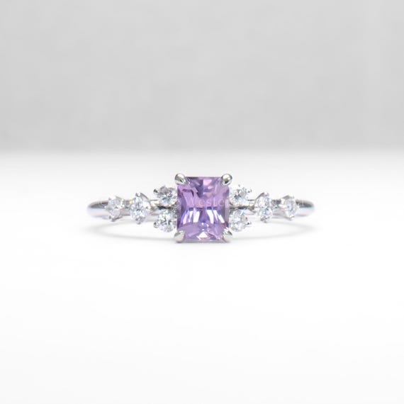 Natural Pink Sapphire and Diamond Platinum Ring