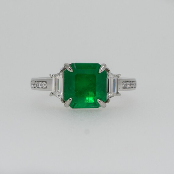 Superb Natural Emerald and Diamond Ring 3.5ct Colombian Emerald Ring in Platinum