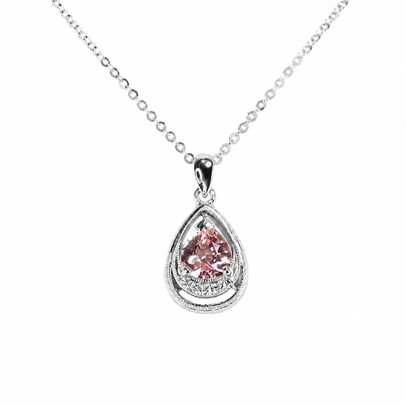 Natural Padparadscha Sapphire Pendant in Platinum