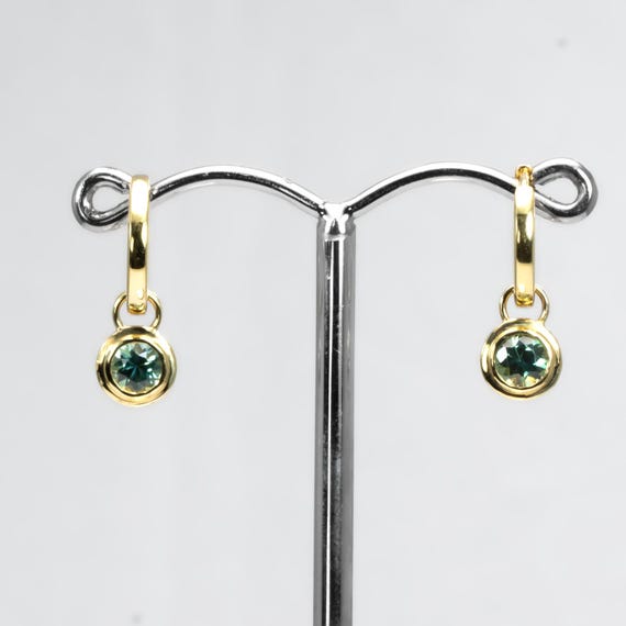 18K Yellow Gold Australian Teal Sapphire Dangle Earrings – Two Ways to Wear