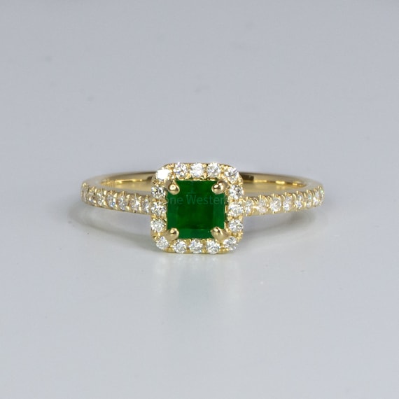 Natural Emerald and Diamonds Ring Colombian Emerald