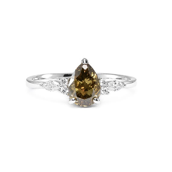 GIA 1.02ct Fancy Yellow Brown Diamond Ring in Platinum