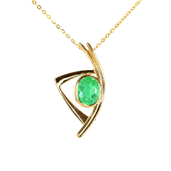 1.58ct Green Emerald Pendant Natural Colombian Emerald
