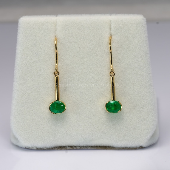 Dangling Emerald Earrings| Colombian Emerald Earrings in 18K Gold