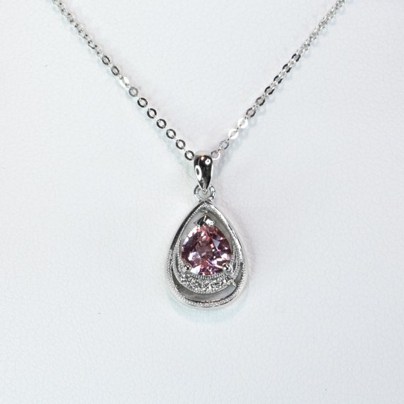 Natural Padparadscha Sapphire Pendant in Platinum