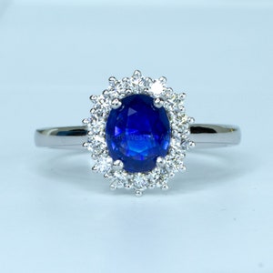 1.8ct Natural Blue Sapphire Diamonds Ring – Princess Diana-Inspired Ring