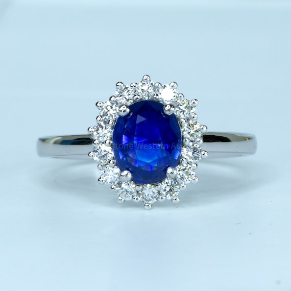 1.8ct Natural Blue Sapphire Diamonds Ring – Princess Diana-Inspired Ring