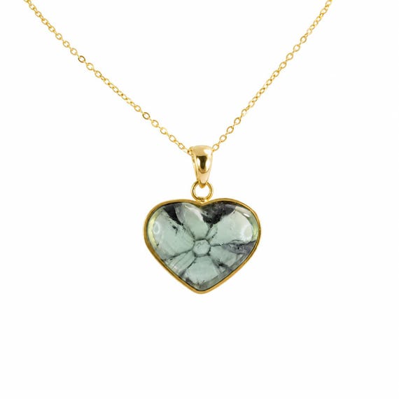 Trapiche Emerald Heart Shaped Pendant