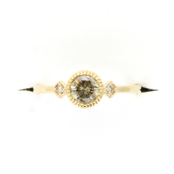 Salt and Pepper diamond and White diamonds Ring in Yellow Gold