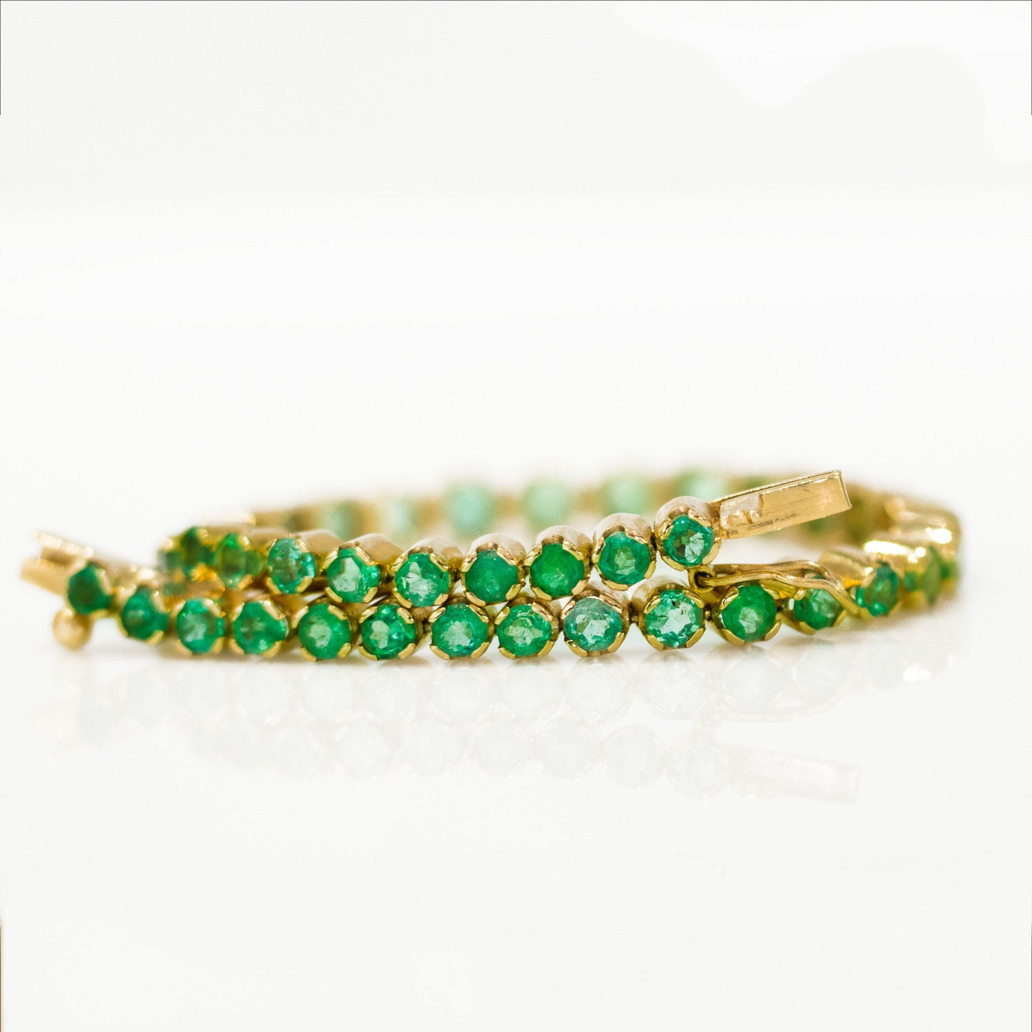 6.82ct Colombian Emerald Tennis Bracelet in 18kt Yellow Gold 39 ...