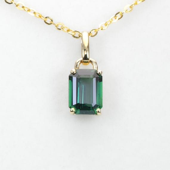 Teal Sapphire Gold Pendant in 18K Yellow Gold - 1.53ct Unheated Sapphire