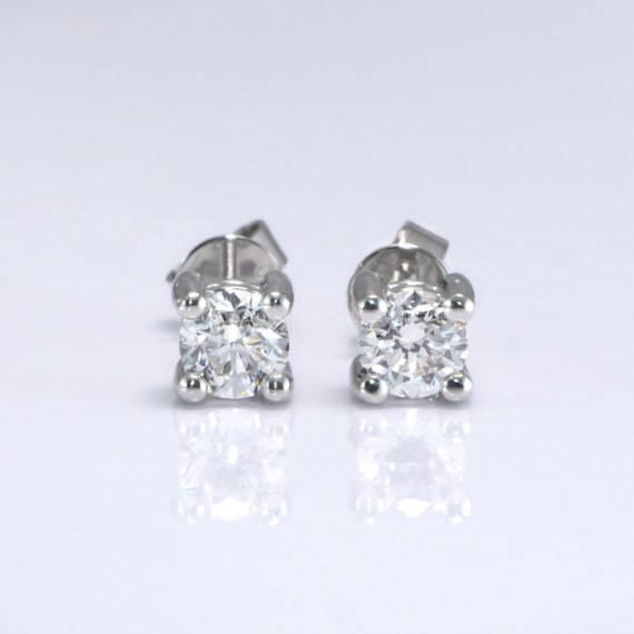 GIA 1ct Natural Diamonds Stud Earrings in Platinum |E -D VS1 Diamonds Studs