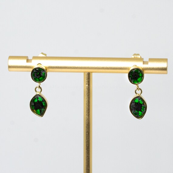 Exclusive and Unique Natural Trapiche Emerald Earrings in 18K