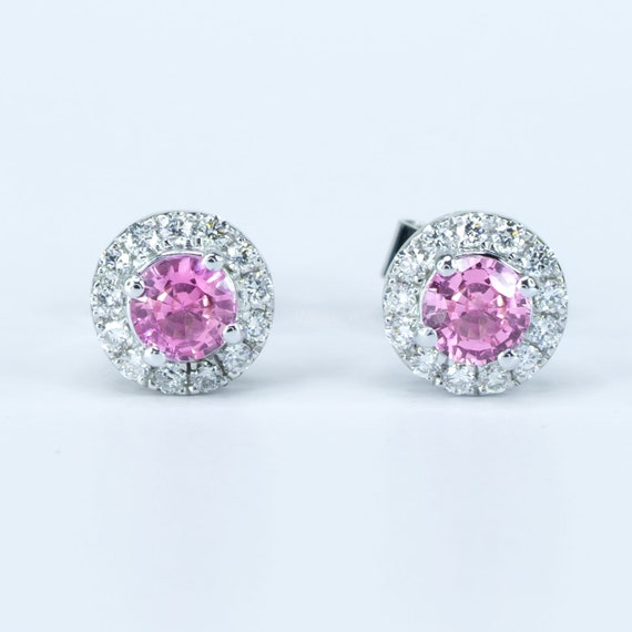 Natural pink sapphire best sale earrings