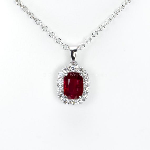 1.05ct Natural Unheated Ruby Pendant with Diamond Halo in Platinum 950