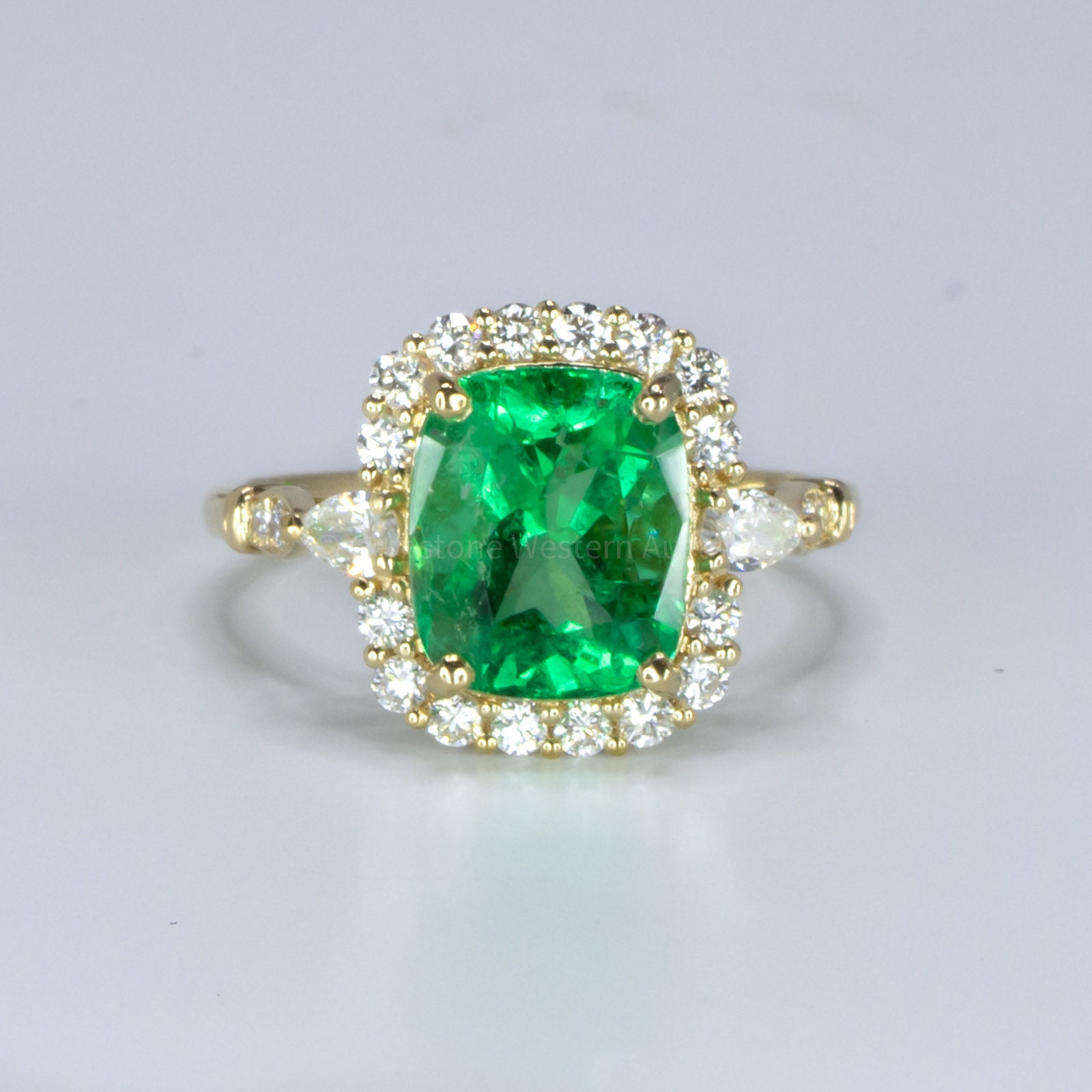 3.55ct Cushion Colombian Emerald Statement Ring - Etsy