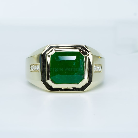 3.9ct Natural Emerald Mens Ring