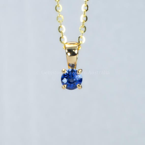 Natural Blue Sapphire Pendant in 18K Yellow Gold