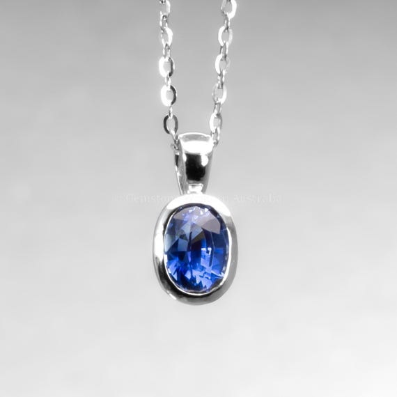 Natural Unheated Blue Sapphire Pendant in Platinum 950