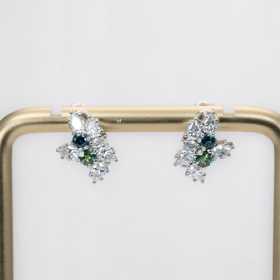 Australian Teal Sapphire & Moissanite Cluster Earrings – Pear Cut | Sterling Silver 925