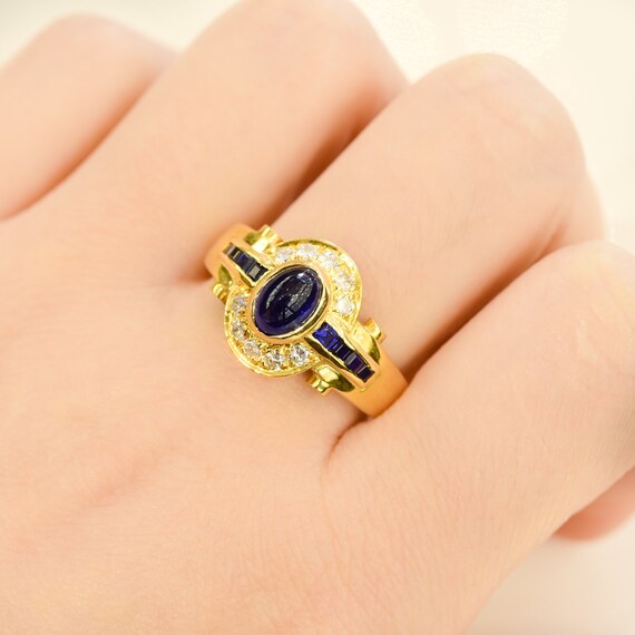 18K Gold Sapphire and Diamond Dress Ring