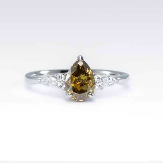 GIA 1.02ct Fancy Yellow Brown Diamond Ring in Platinum