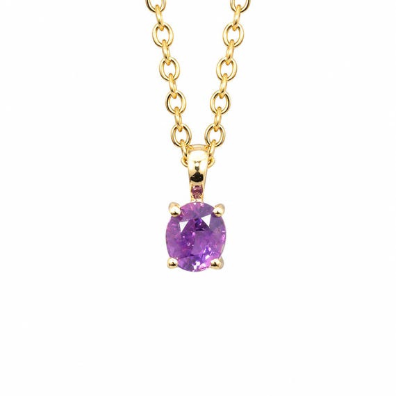 Natural Unheated Pink Sapphire Pendant in 18K Yellow Gold