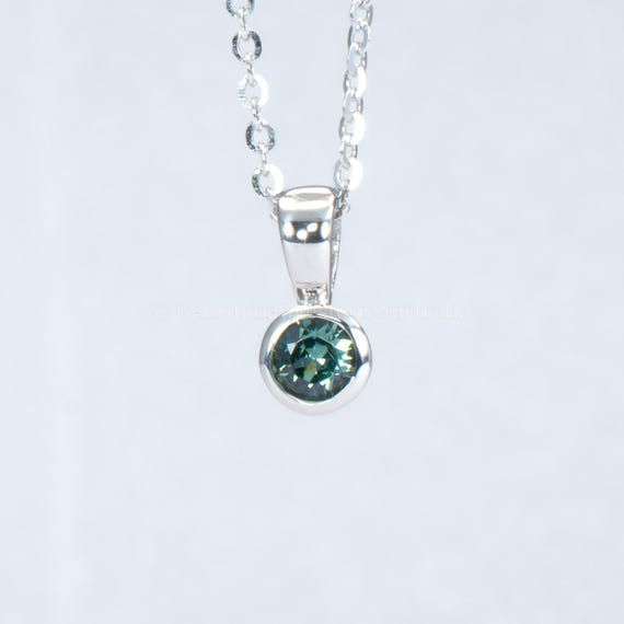 Natural Australian Teal Sapphire Pendant in Platinum 950 0.15ct