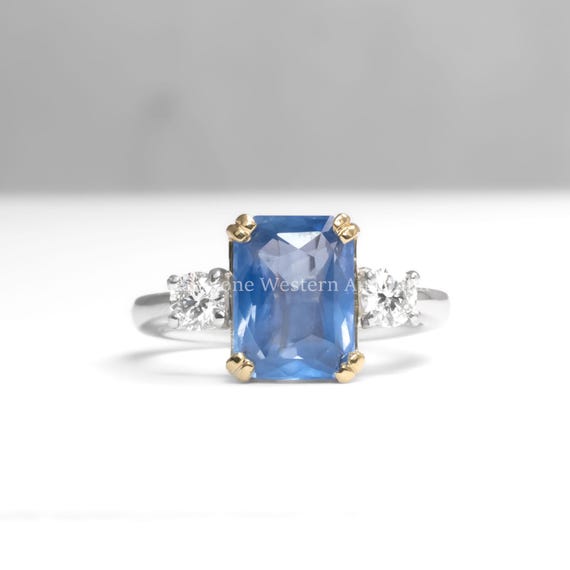 Unheated Blue Sapphire and Diamond Ring in Platinum and 18K Gold – 4.60ct Centre Stone