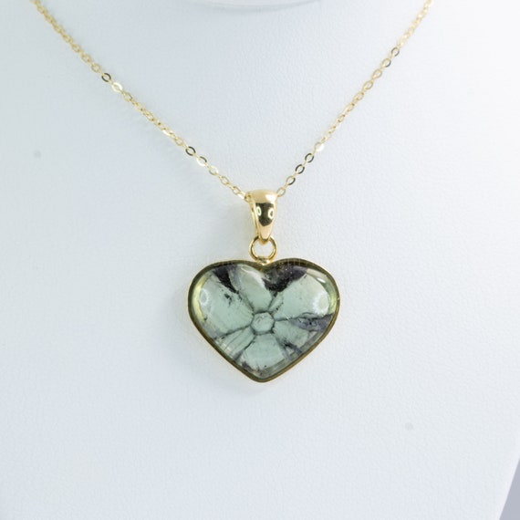 Trapiche Emerald Heart Shaped Pendant