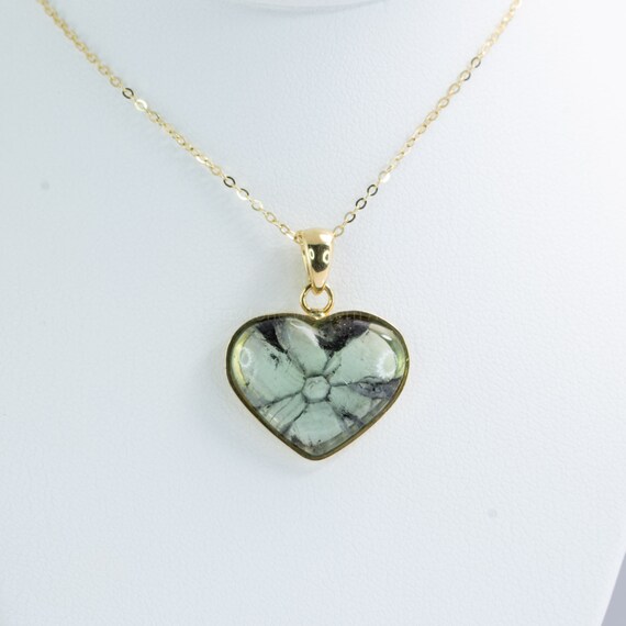 Trapiche Emerald Heart Shaped Pendant