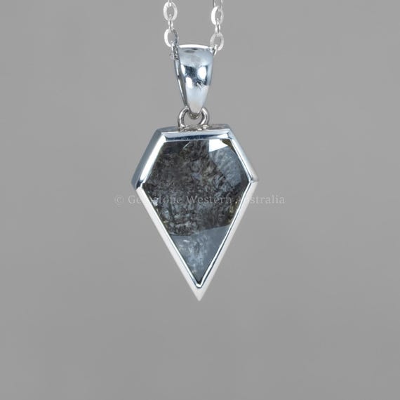 Salt and Pepper Diamond Pendant in 18K White Gold – Shield Cut