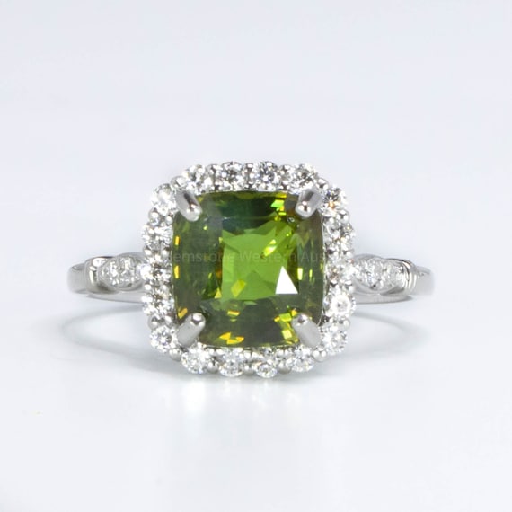 3.60ct Alexandrite Diamond Halo Ring in Platinum