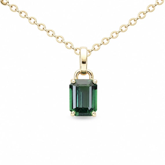 Teal Sapphire Gold Pendant in 18K Yellow Gold - 1.53ct Unheated Sapphire