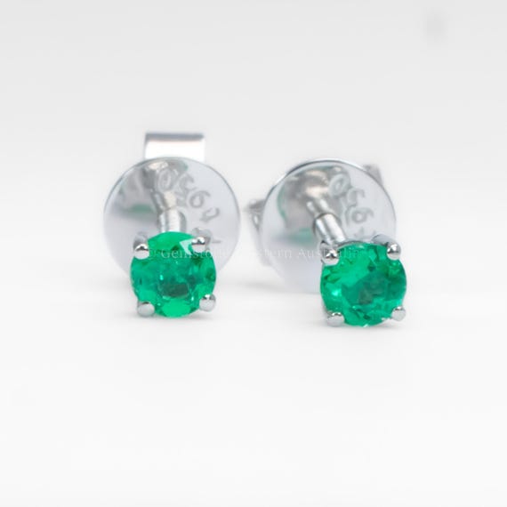 Natural Colombian Emerald Stud Earrings in Platinum 950 – 0.20ct