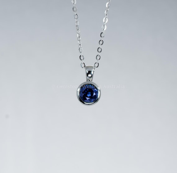 Natural Blue Sapphire Platinum Pendant