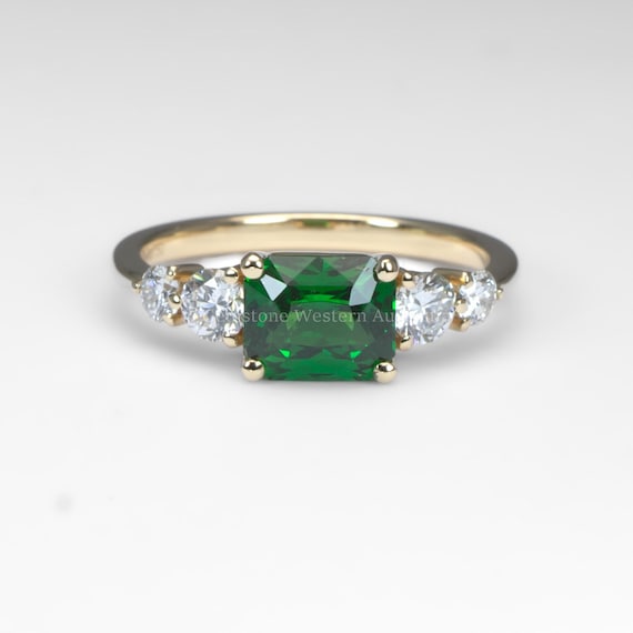 Natural Tsavorite Garnet Ring with GIA-Certified Diamonds