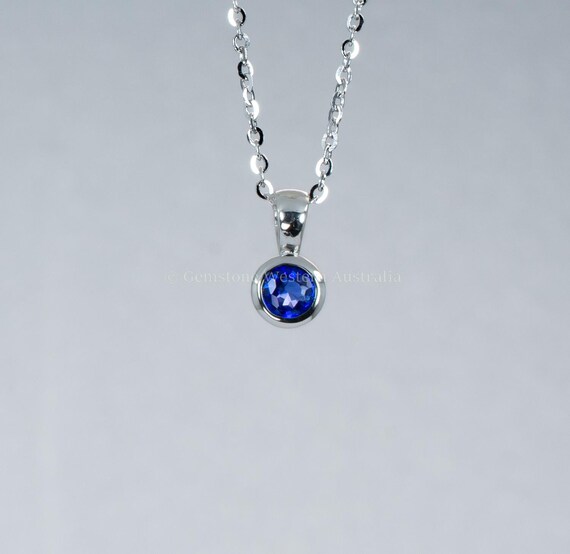 Natural Unheated Blue Sapphire Platinum Pendant
